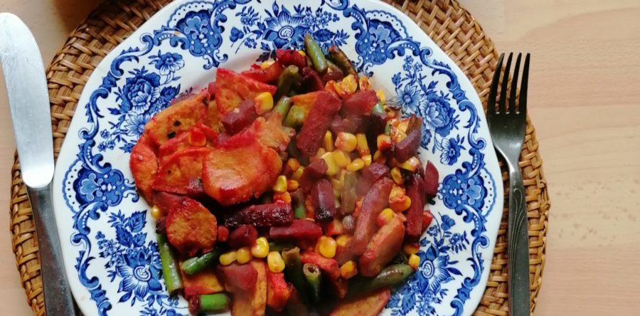 Rezept: Süßkartoffeln mit Bohnen und Rote Bete
