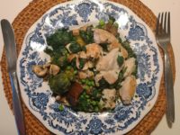 Rezept Huhn mit Spinat + Erbsen