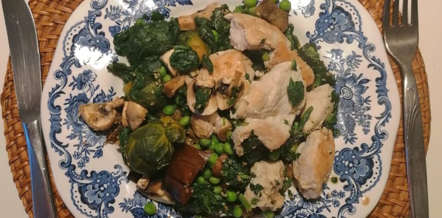 Rezept Huhn mit Spinat + Erbsen